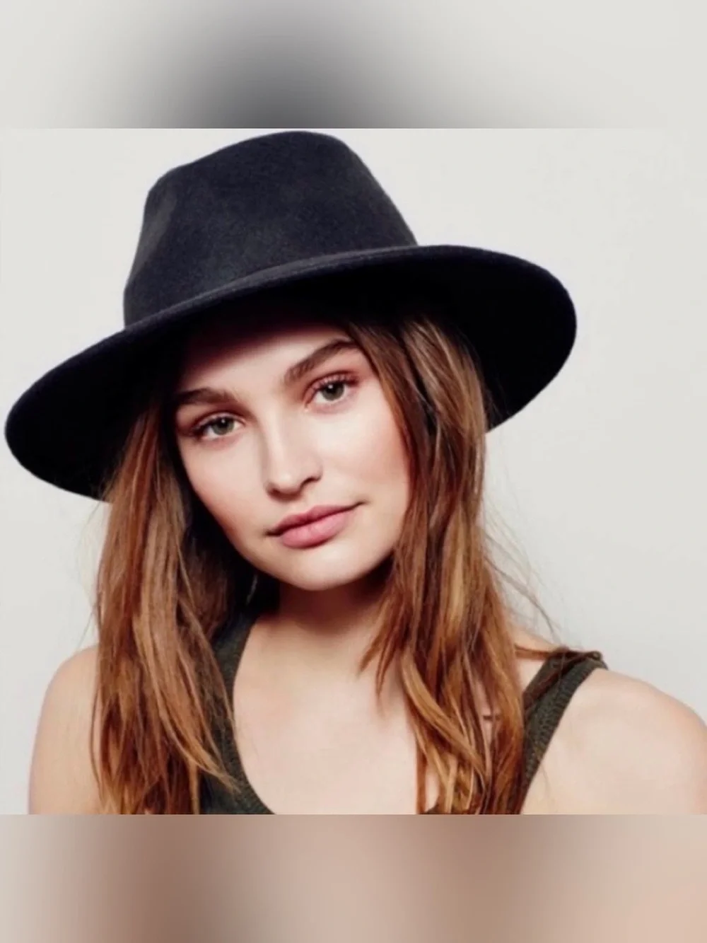 Free People Black Wool Wide Brim Fedora Rancher Hat one size winter fall boho